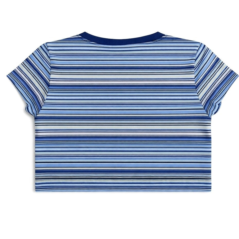 Womens Y2K Baby Tee Madhappy x Gap Coastal Blue White Stripe Madhappy Logo Small