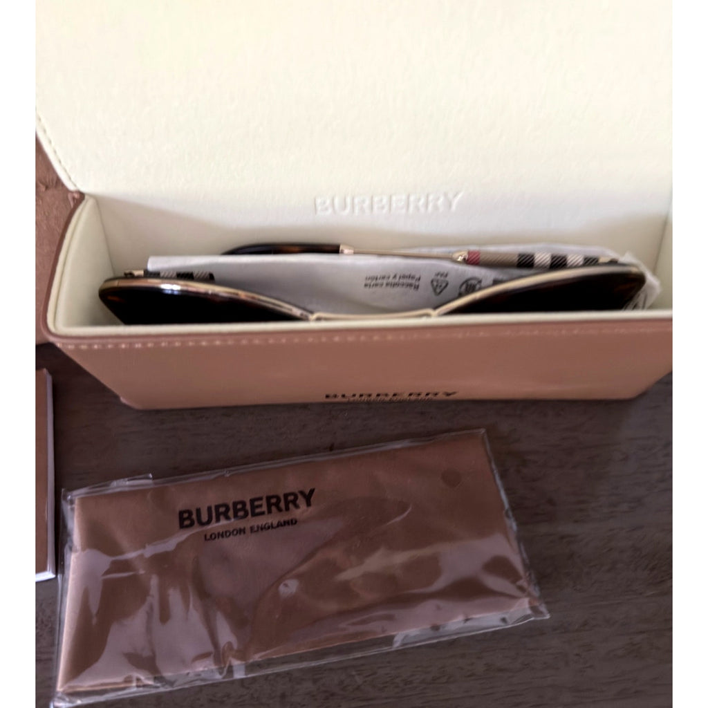 Burberry BE4251Q Full Gold Rim Round Sunglasses Dark Havana Brown Gradient Lens