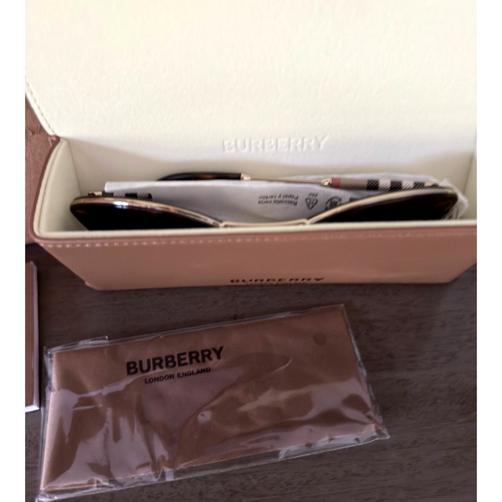Burberry BE4251Q Full Gold Rim Round Sunglasses Dark Havana Brown Gradient Lens