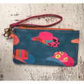 Catchfly Ladies Turquoise/Pink Stars & Cowgirl Hats Mini Wallet w/Wristlet NEW