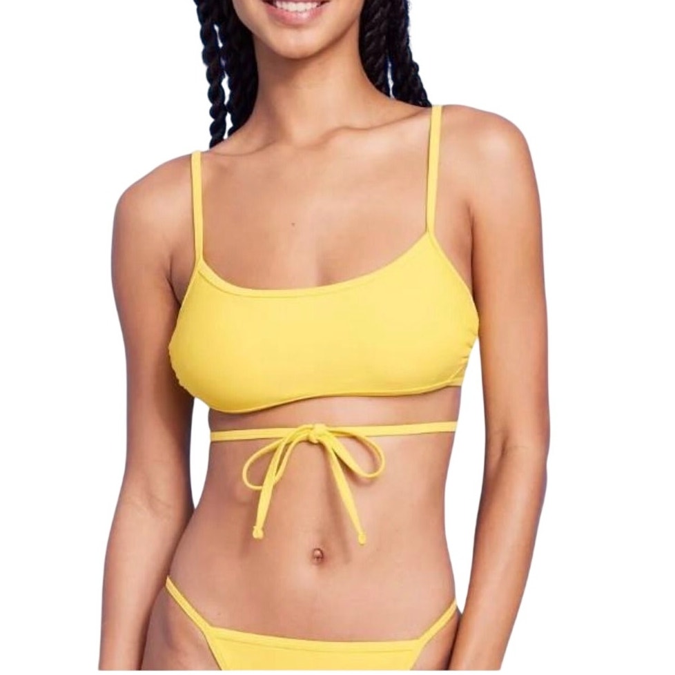 Wild Fable Yellow Bikini Set Small Wrap Strap Top & Matching Bottoms NWT