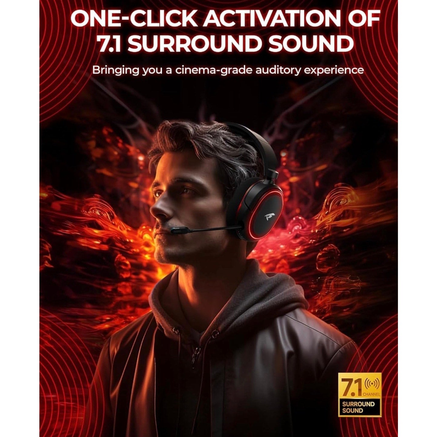 Valorise UG‑08S Wireless Gaming Headset 7.1 Surround Sound 100H Battery ENC Mic