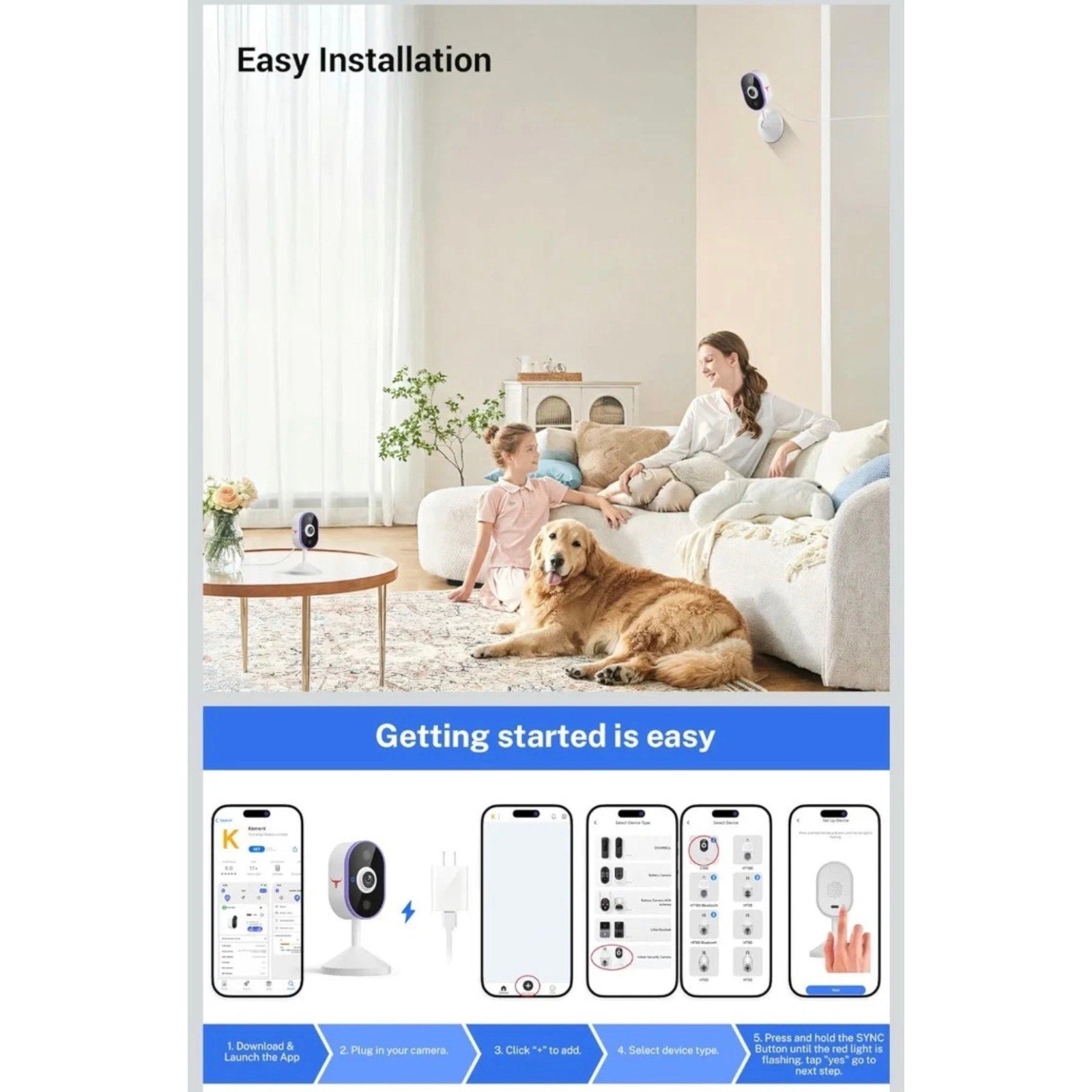 FineLuck C100 Indoor Security Camera AI Night Vision Two-way Talk Wi-Fi NEW