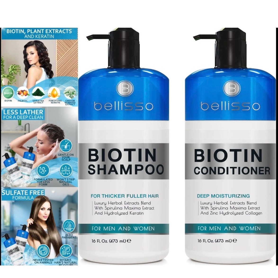 Biotin Shampoo & Conditioner Set - Sulfate & Paraben Free Treatment Men /Women