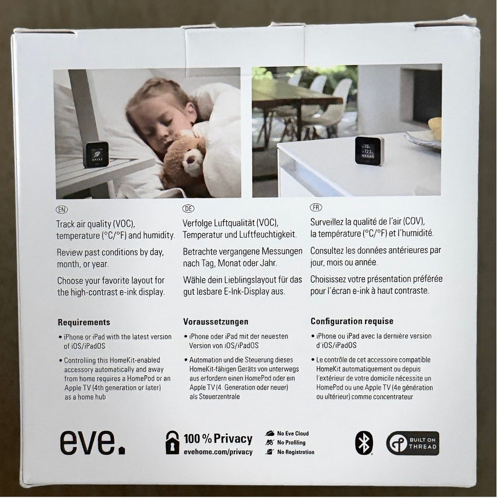 Eve Room Air Quality Monitor VOC Temp Humidity Sensor Home Kit E‑Ink Display NEW