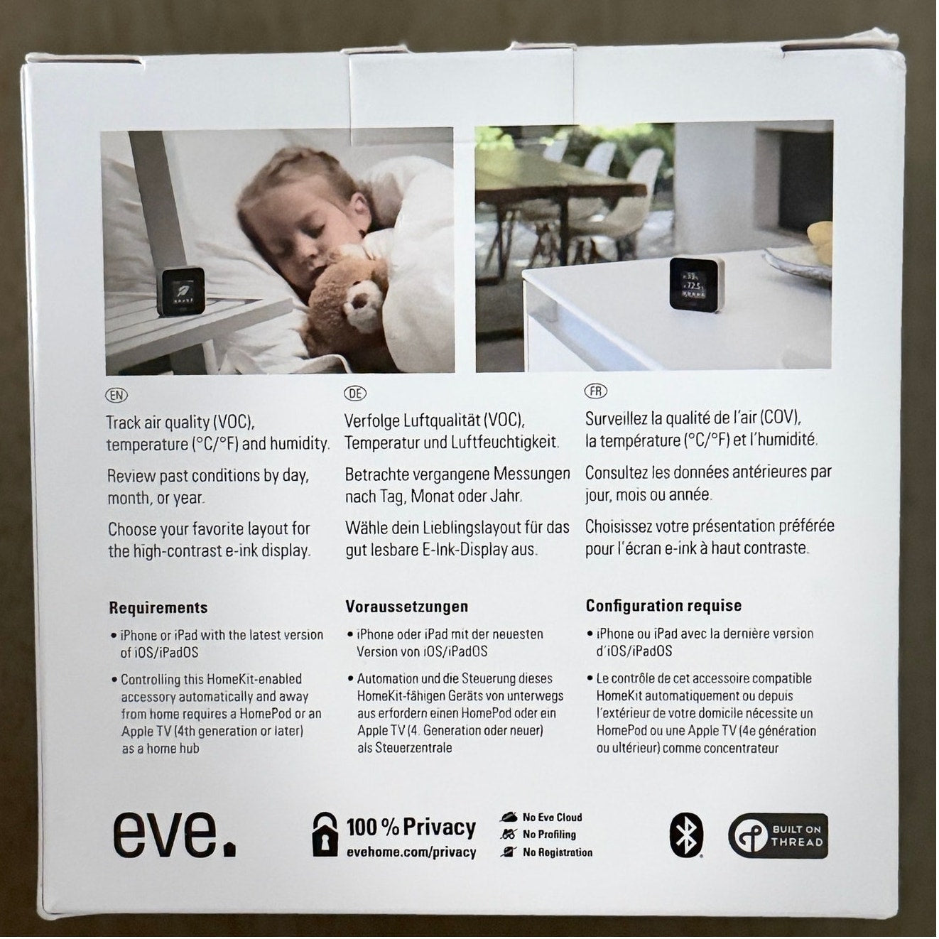 Eve Room Air Quality Monitor VOC Temp Humidity Sensor Home Kit E‑Ink Display NEW
