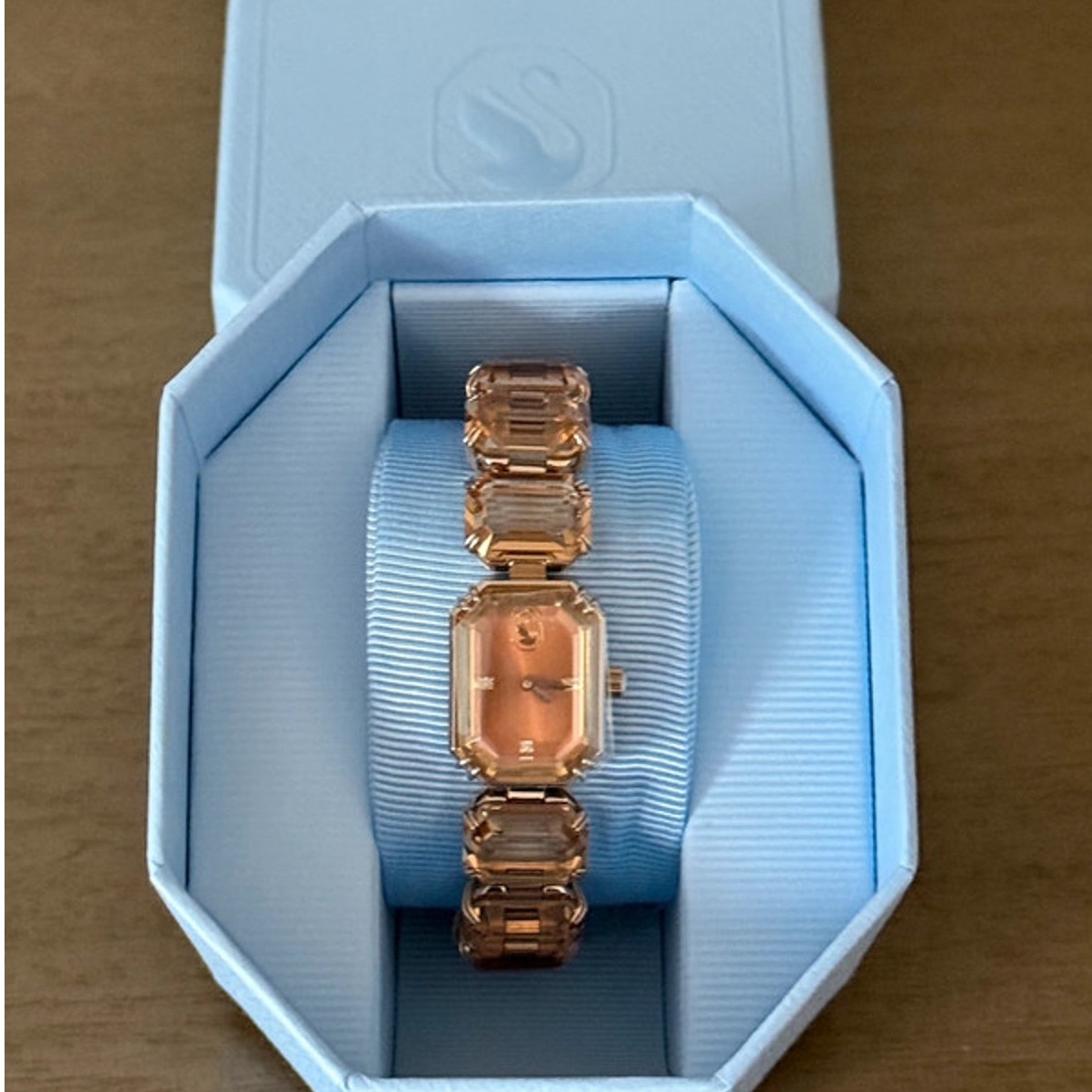 Swarovski Millenia Bracelet Watch Champagne Gold Octagon Crystals Swiss Quartz