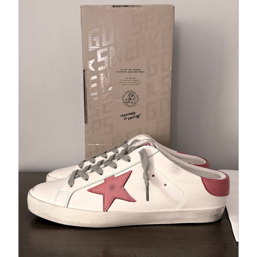 Golden Goose Super‑Star Sz 41 / 11 – White Leather, Rosa Cipria Star & Heel Tab