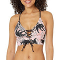 BCBGeneration Swim Black Panther Peach Jungle Print Lace-Up Bikini Top Only Size Small