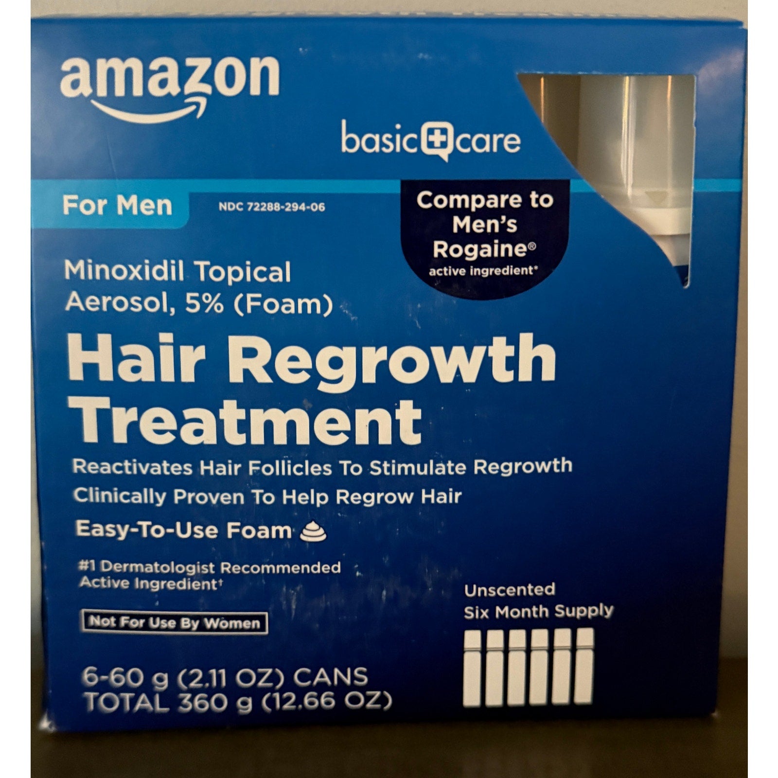 Amazon Men Hair Regrowth Treatment 5% Minoxidil Topical Aerosol Foam 6 Month
