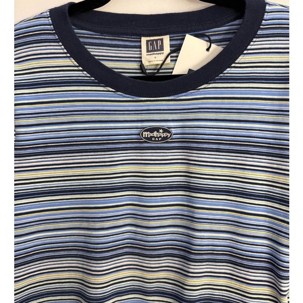 Madhhappy x Gap Baby Tee Coastal Blue Stripe Sz Small NWT Y2K Limited Edition