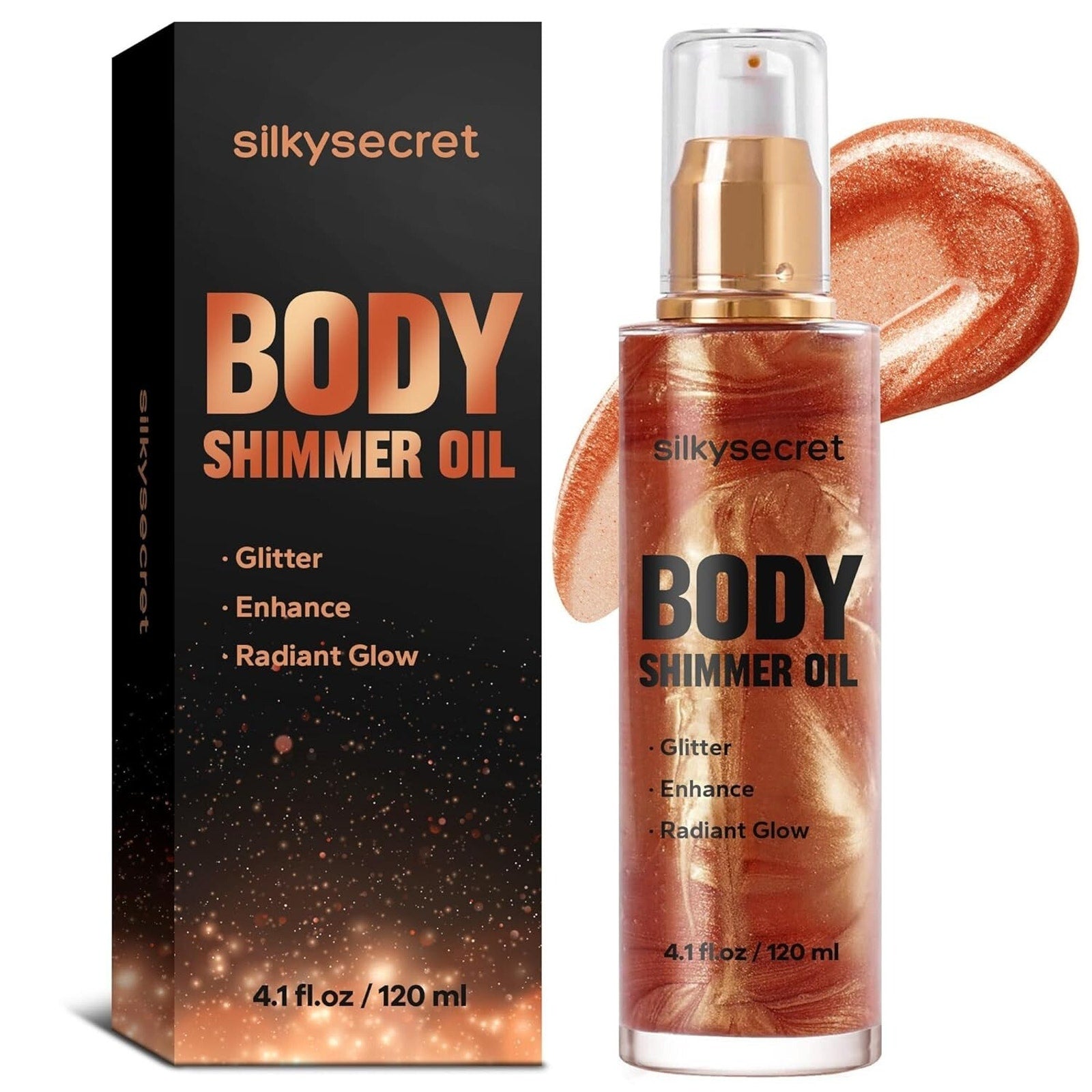 Sexy Silky Golden Brown Body Shimmer Oil Glow Radiant Hydrating Skin 4.1 oz NEW