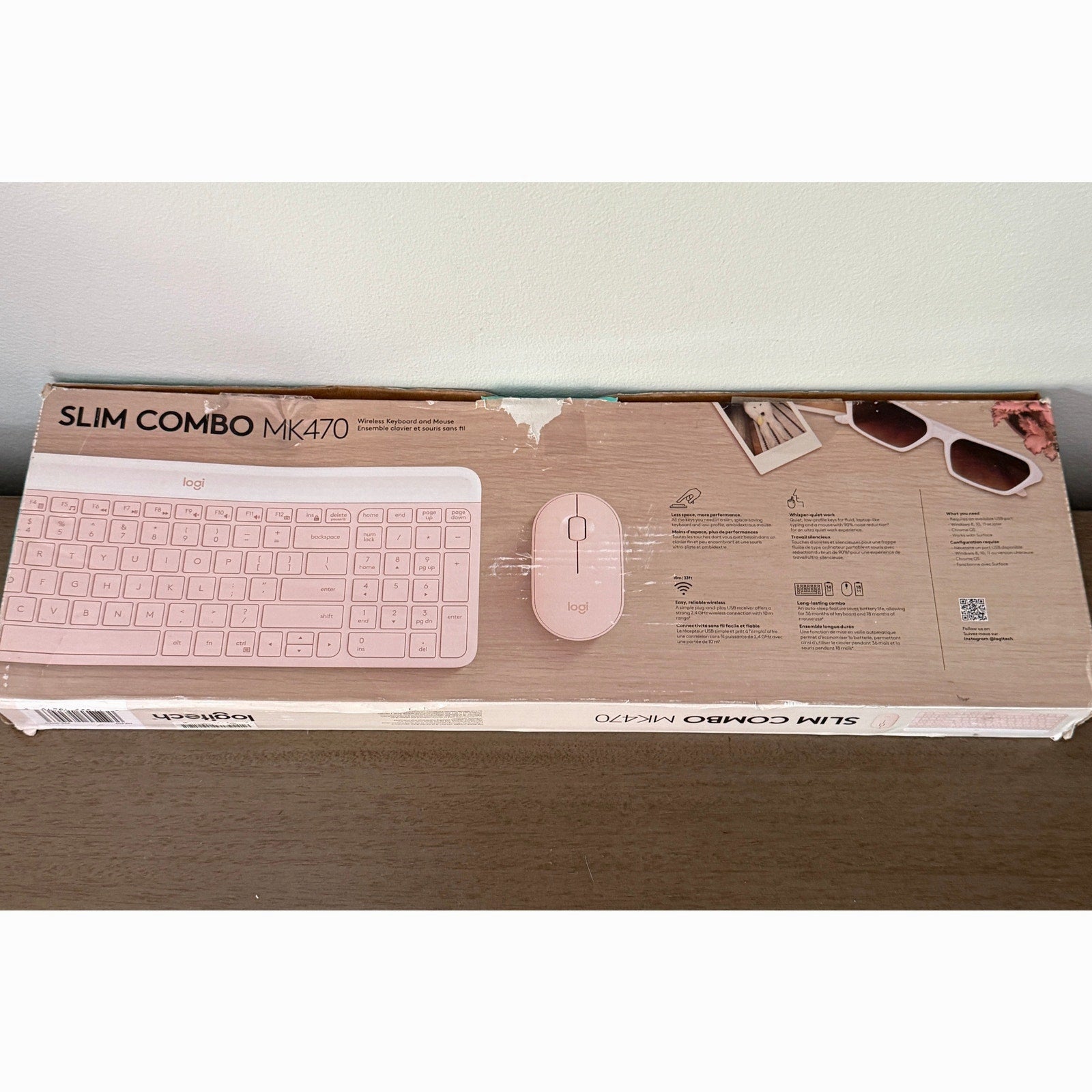 Logitech MK470 Keyboard PINK USB-A Low-Profile Full-Size Keyboard - NO MOUSE