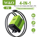 W&O F2 GaN Retractable Charger PD3.0 TypeC + Lightning Fast Charge Adapter Black