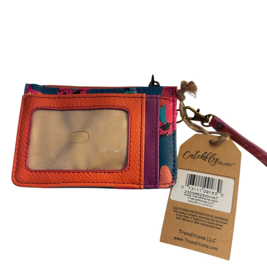 Catchfly Ladies Turquoise/Pink Stars & Cowgirl Hats Mini Wallet w/Wristlet NEW