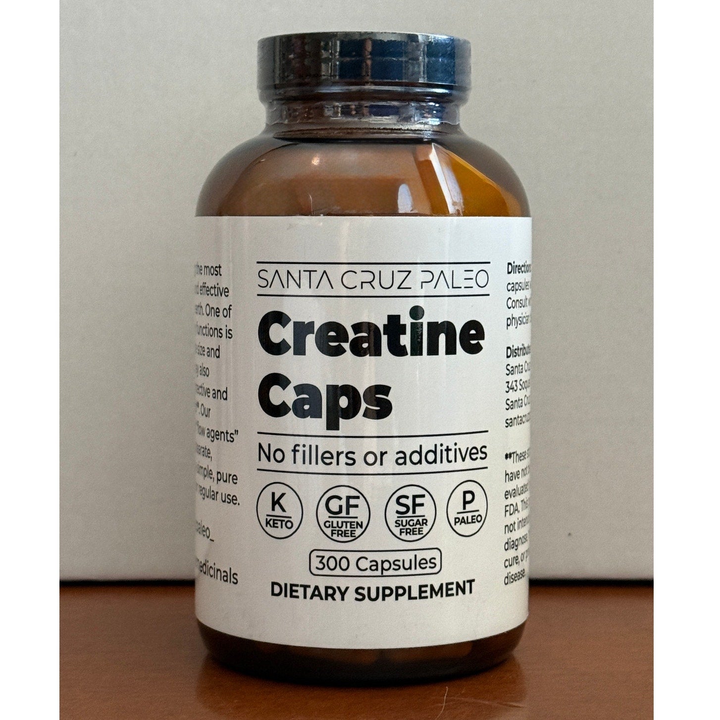 Santa Cruz Paleo Creatine Capsules 300ct Keto Clean Muscle Strength Supplement