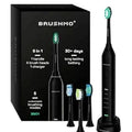 Brushmo BM01 Electric Sonic Toothbrush Black Rechargeable 4 Heads New Sealed