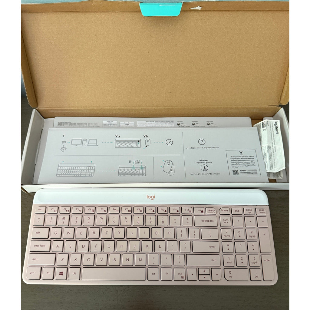 Logitech MK470 Keyboard PINK USB-A Low-Profile Full-Size Keyboard - NO MOUSE