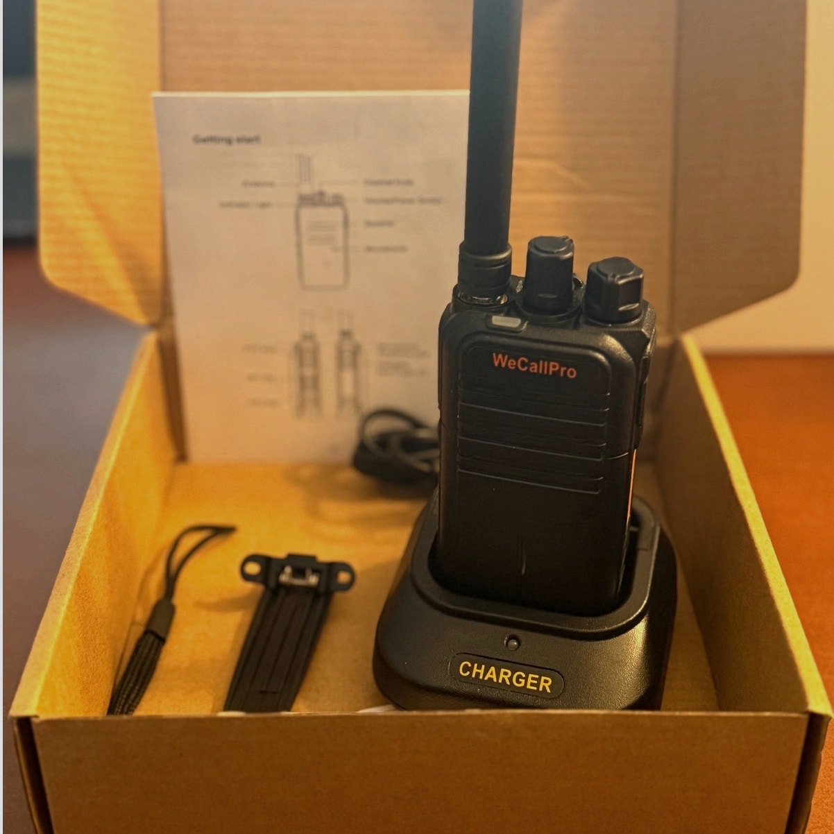WeCallPro Long‑Range Walkie‑Talkie 2600mAh USB Fast Charge + Full Kit New in Box