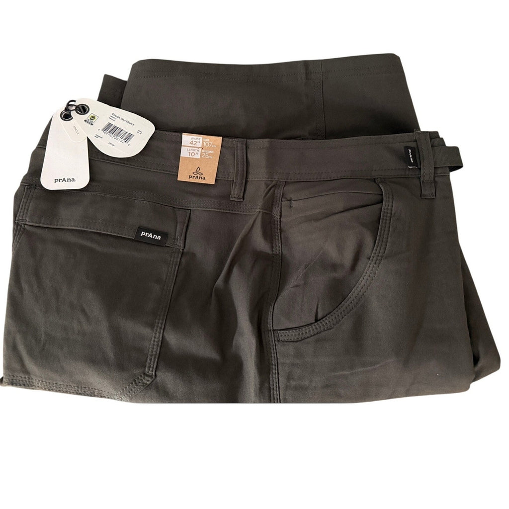 Mens PrAna Stretch Zion Short II Size 40 Waist Built in Belt Dark Iron Gray NWT