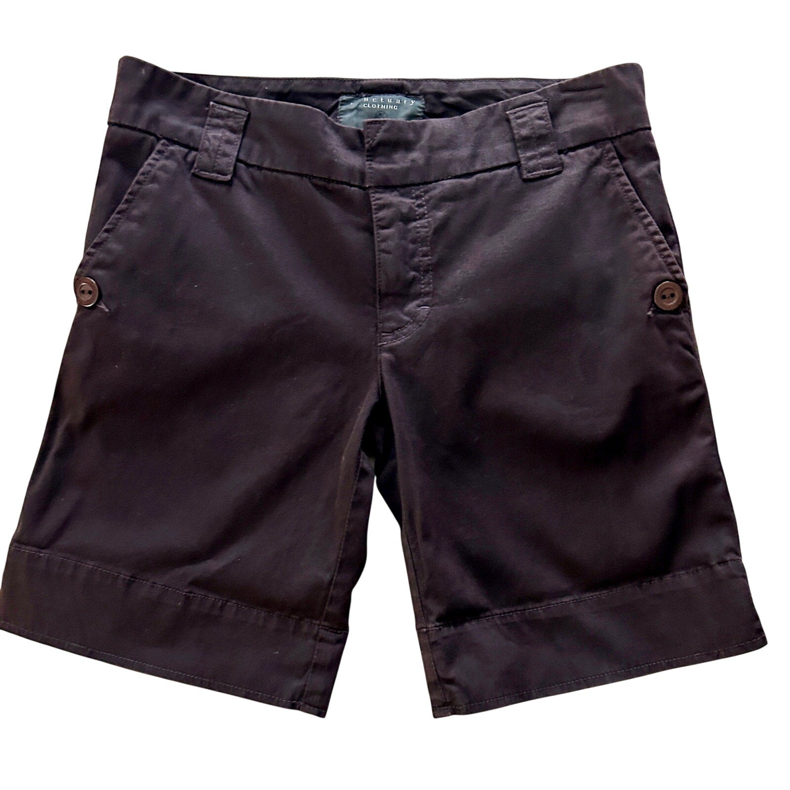 Sanctuary Cotton Chino Shorts Espresso Brown Flat Front Cuffed Size 30/31 NWOT
