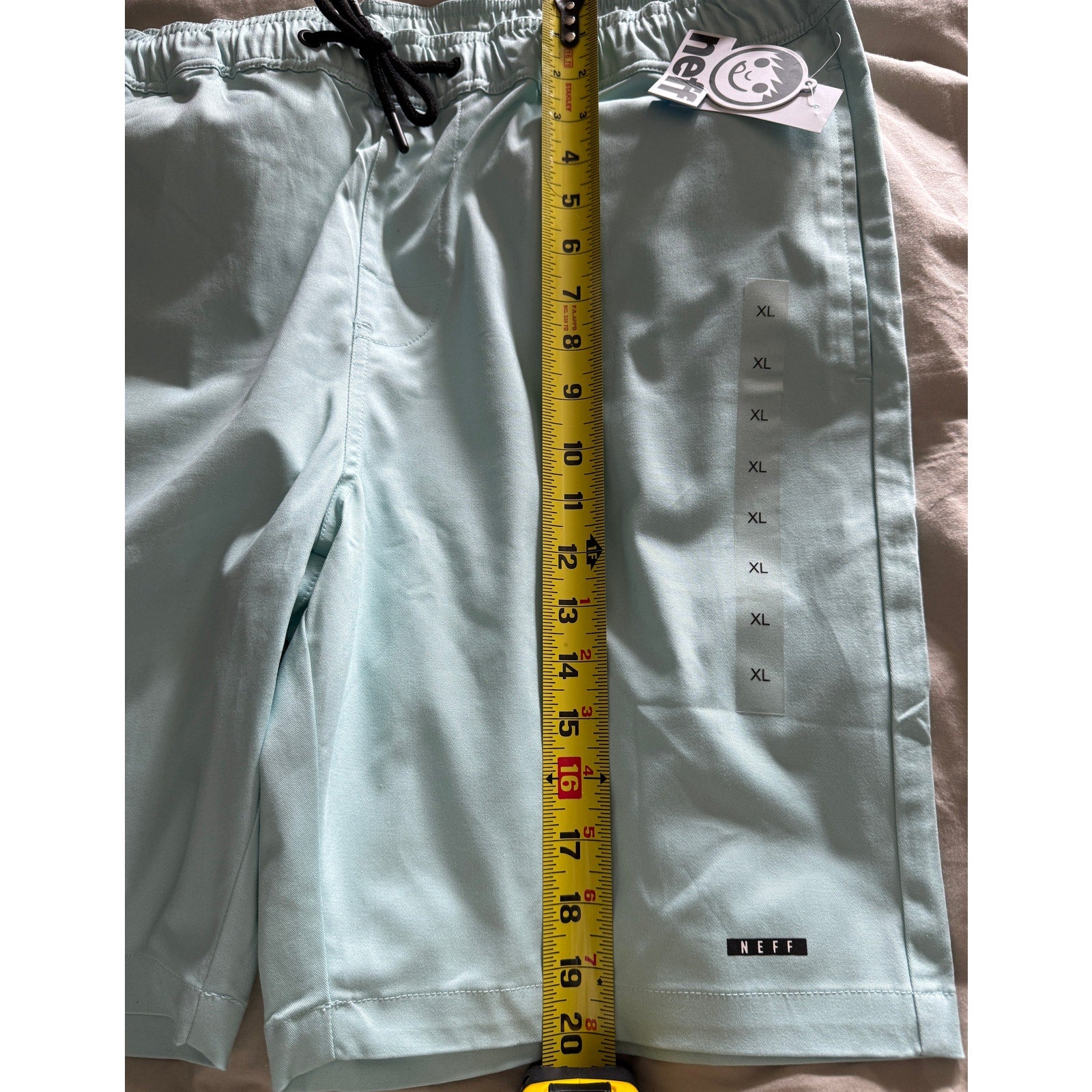 Mens Neff Board Shorts Elastic Waist Drawstring Pockets Turquoise Sz XL NWT
