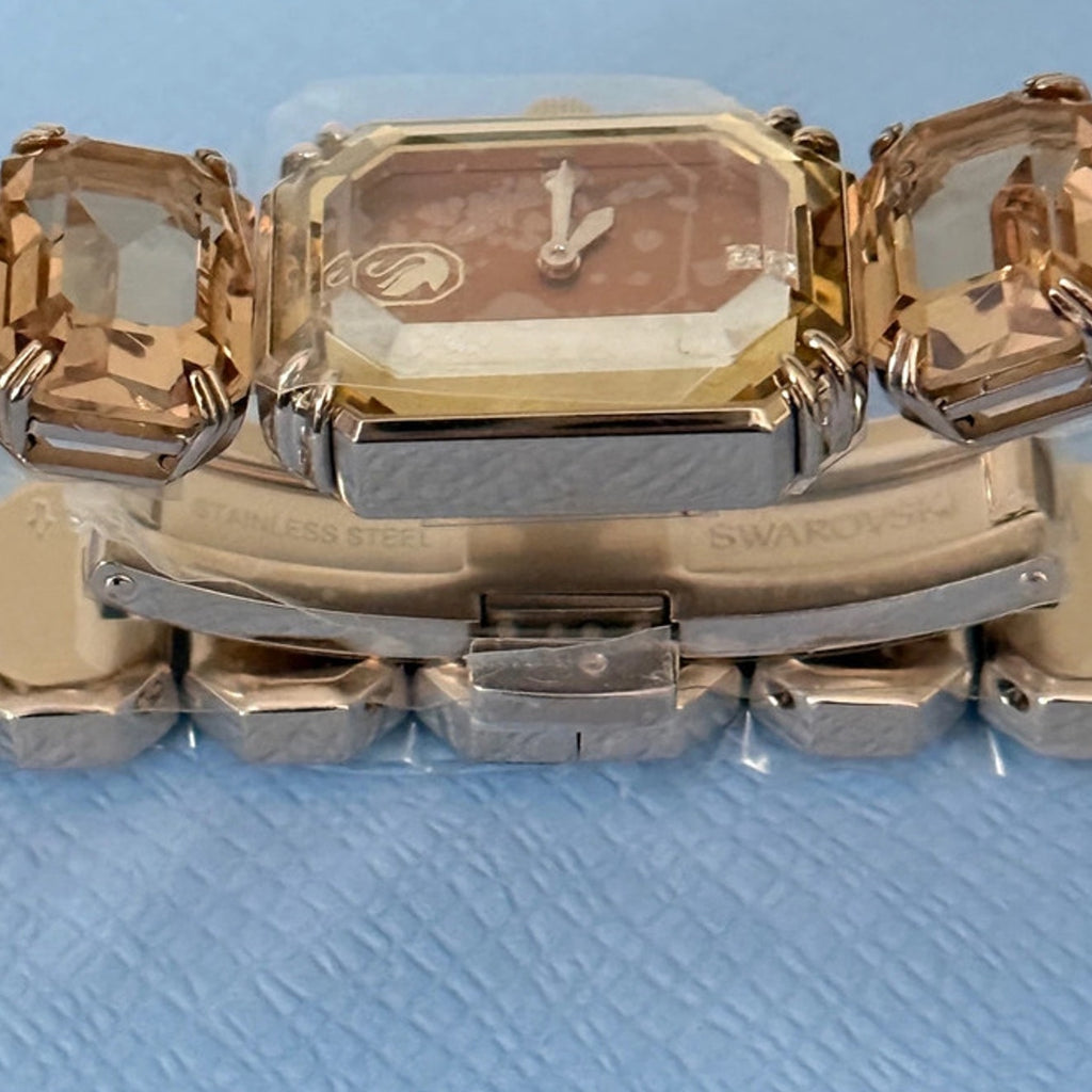 Swarovski Millenia Bracelet Watch Champagne Gold Octagon Crystals Swiss Quartz