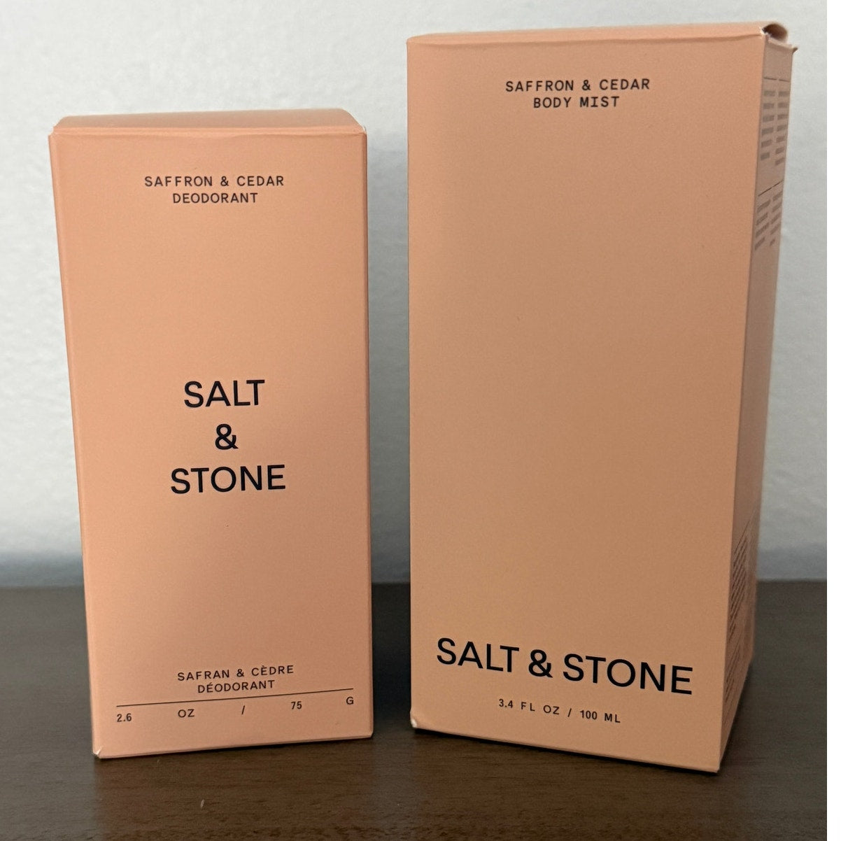 Salt & Stone Saffron & Cedar Body Mist + Deodorant Set Brand New in Box