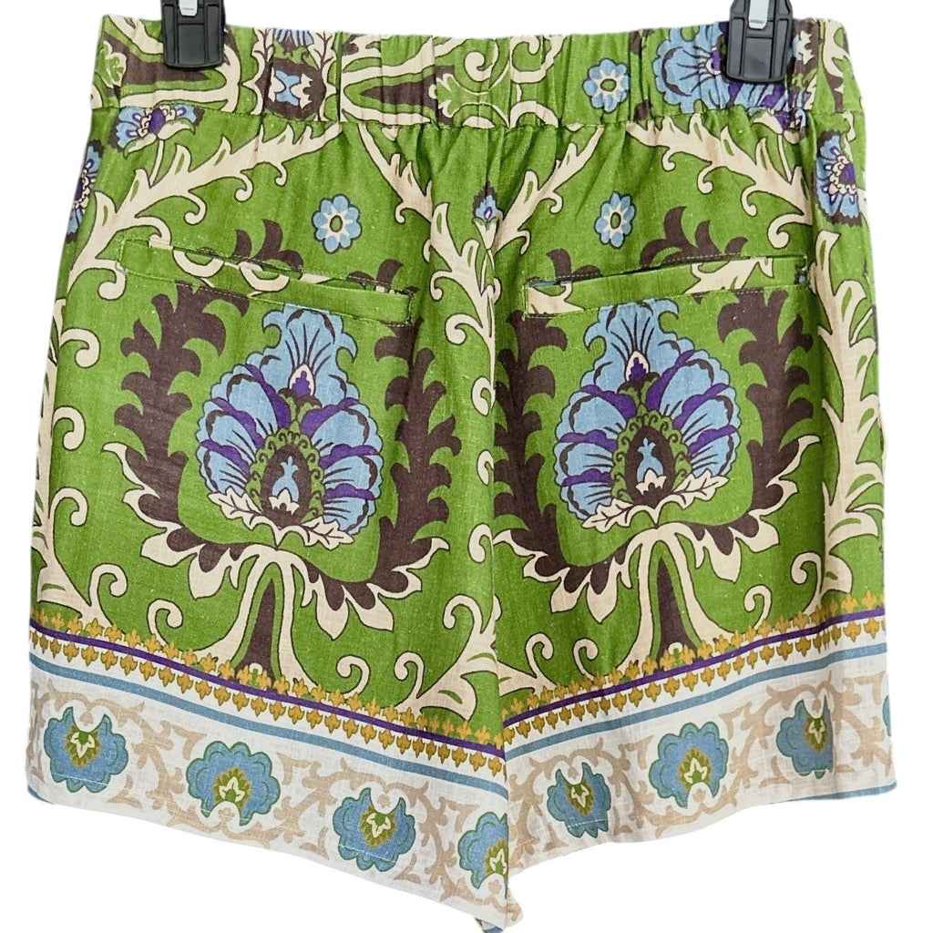 Sanctuary Spring Breaker High Rise Green Stylish Pattern Linen Shorts *Sz XS / S