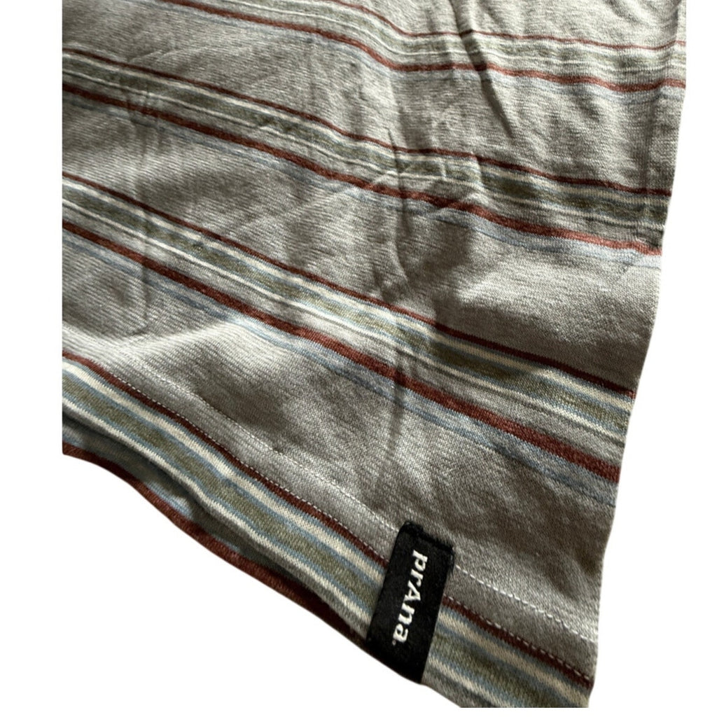 prAna Cardiff SS Pocket Tee Mens XXL Hemp‑Cotton Eco Blend Gray Alloy Stripe NWT
