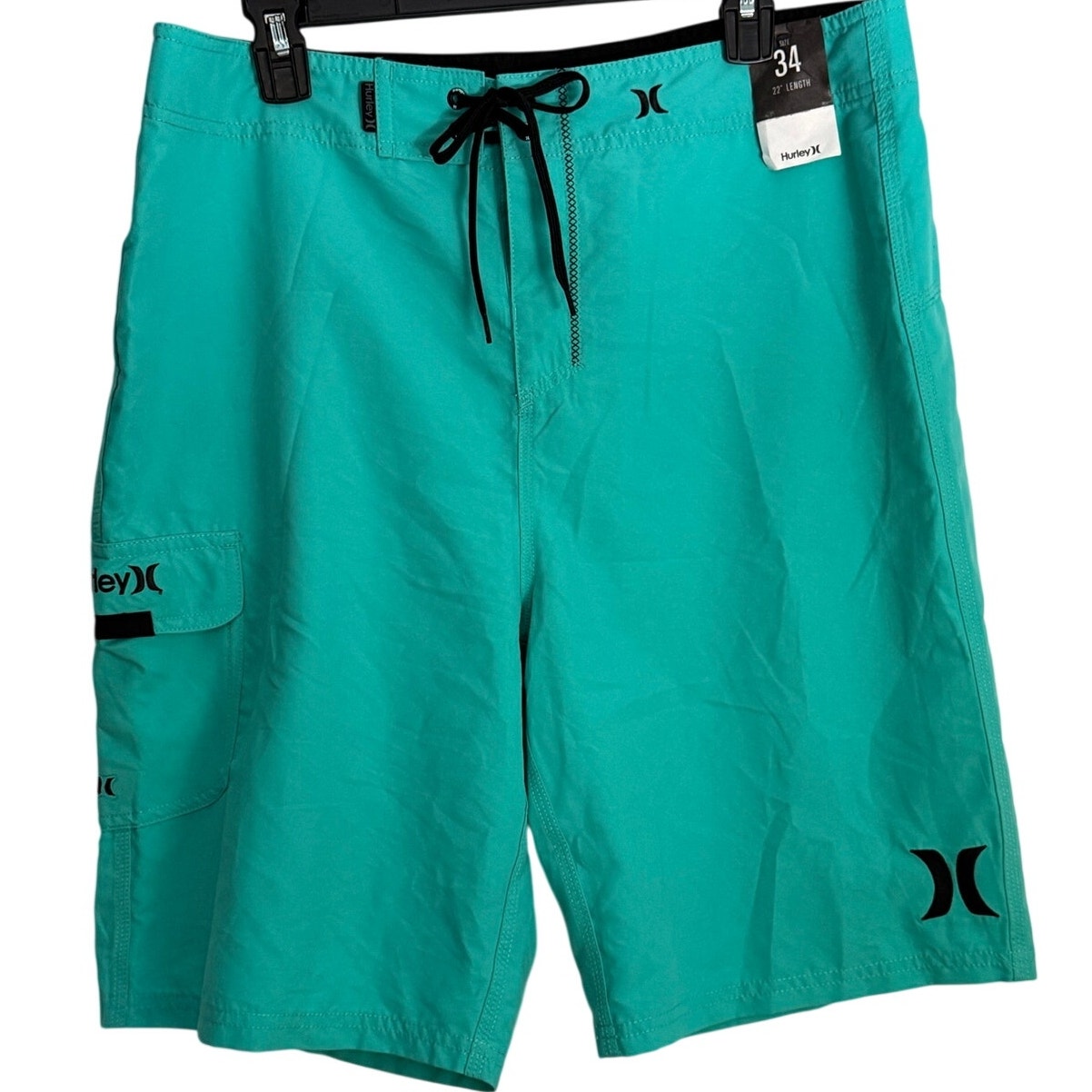 Hurley Phantom Board Shorts 34 Turquoise Stretch Surf Swim Trunks Pockets NWT