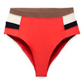 Womens Prana Baja Bound High Rise Bikini Sz Medium Colorblock Rose Fire / Black