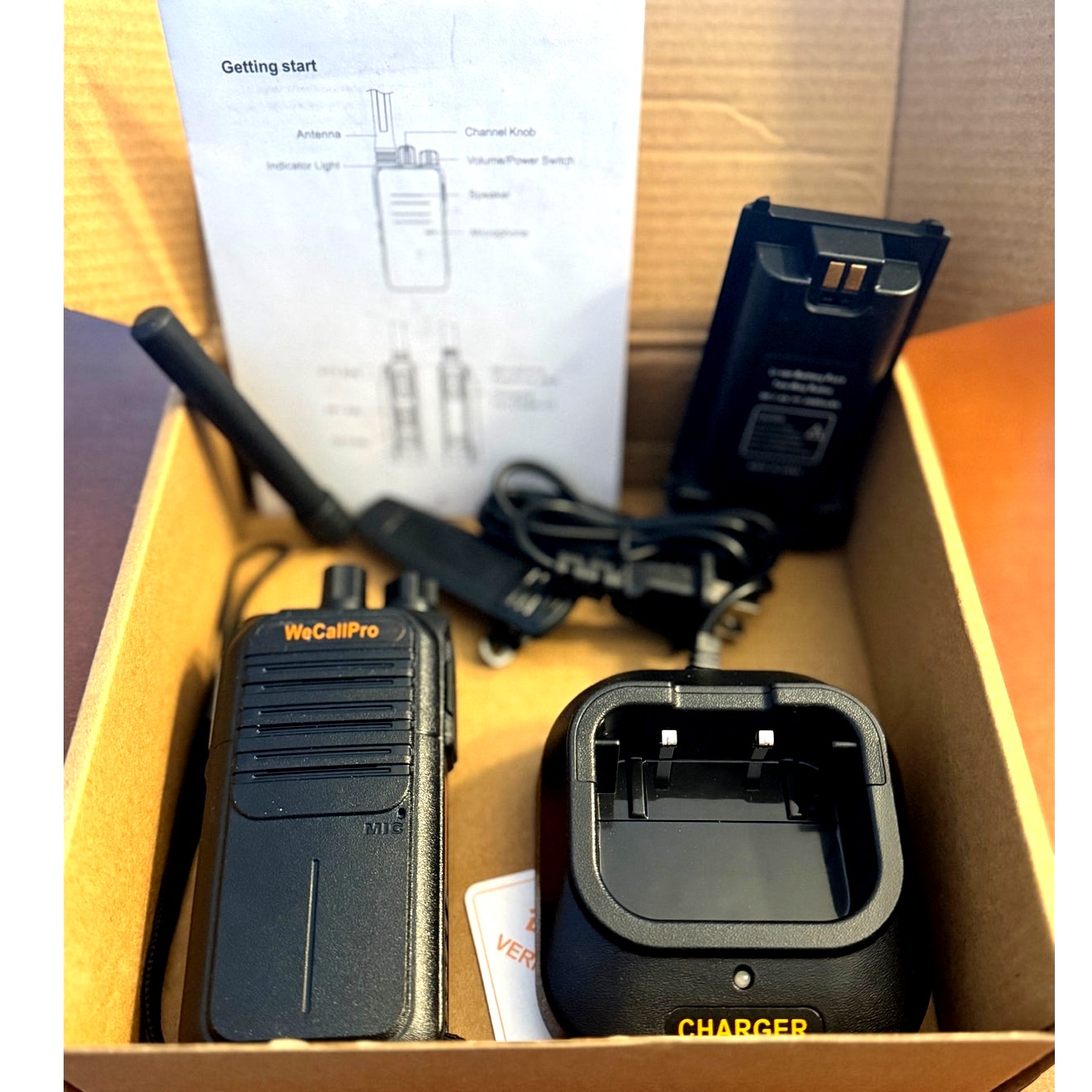 WeCallPro Long‑Range Walkie‑Talkie 2600mAh USB Fast Charge + Full Kit New in Box