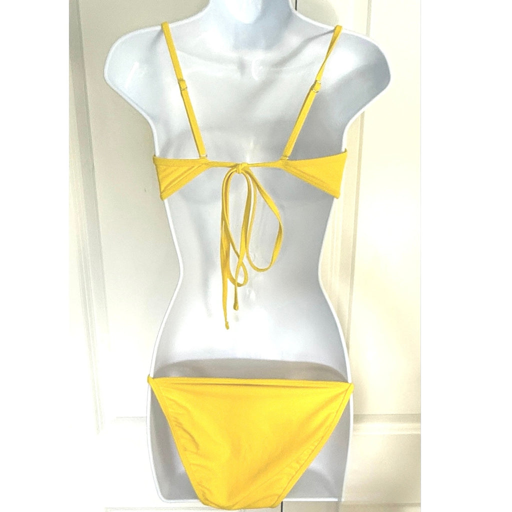 Wild Fable Yellow Bikini Set Small Wrap Strap Top & Matching Bottoms NWT
