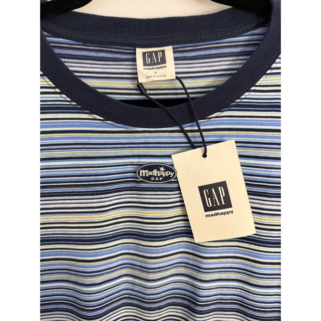 Madhhappy x Gap Baby Tee Coastal Blue Stripe Sz Small NWT Y2K Limited Edition