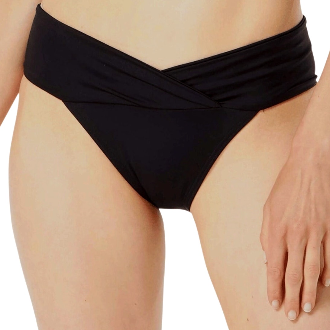 Michael Kors Ibiza Euro Gathered Bikini Swim Bottom Solid Black | Size Small NEW