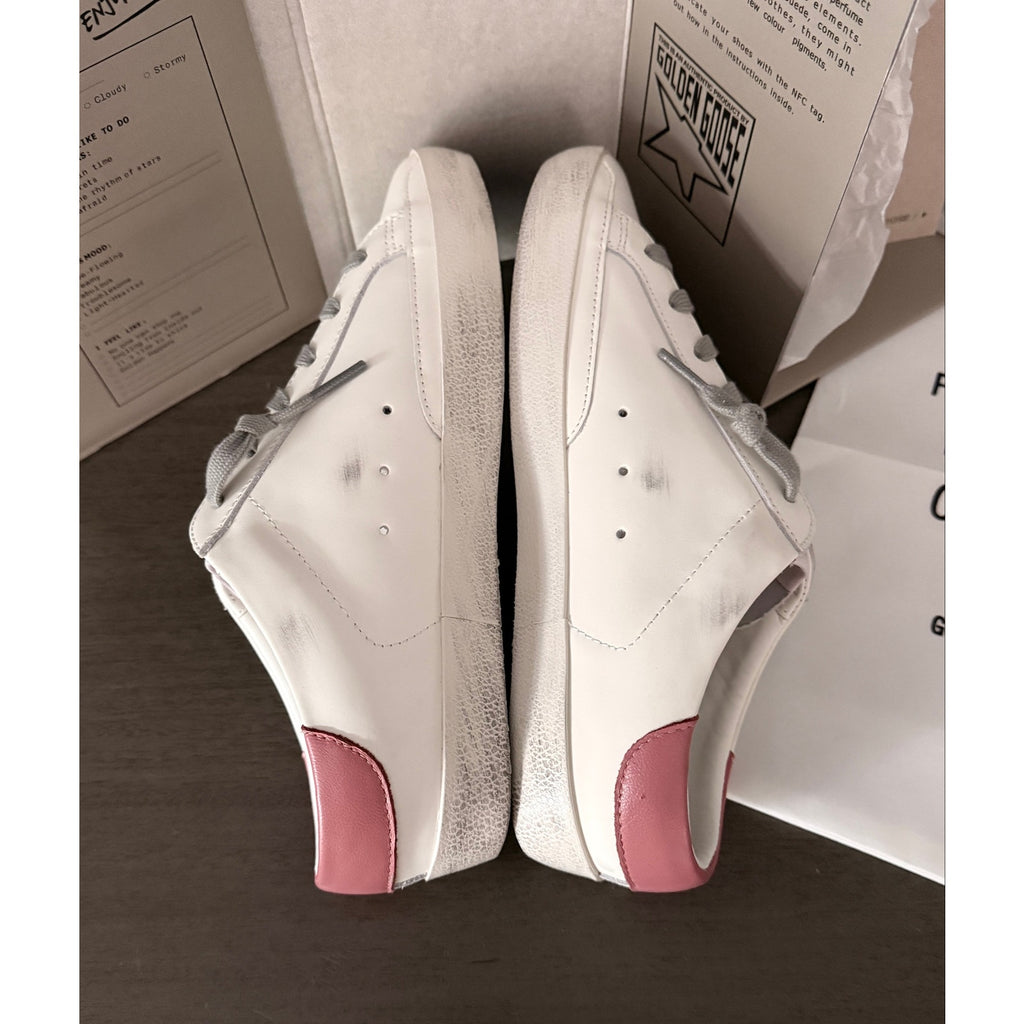 Golden Goose Super‑Star Sz 41 / 11 – White Leather, Rosa Cipria Star & Heel Tab