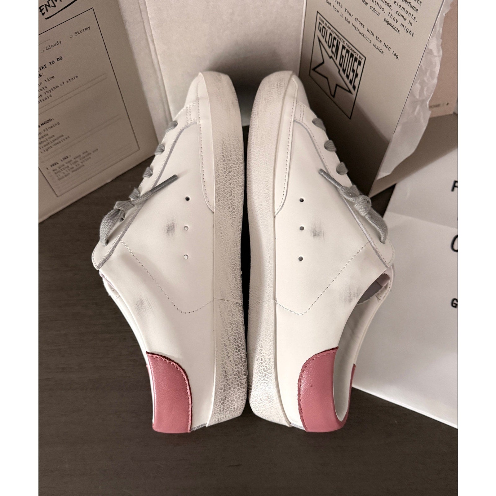 Golden Goose Super‑Star Sz 41 / 11 – White Leather, Rosa Cipria Star & Heel Tab