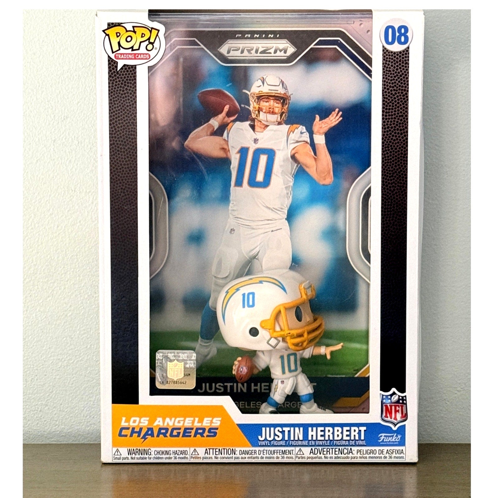 Justin Herbert Funko Pop Trading Card #08 Panini Prizm NFL Chargers Figure