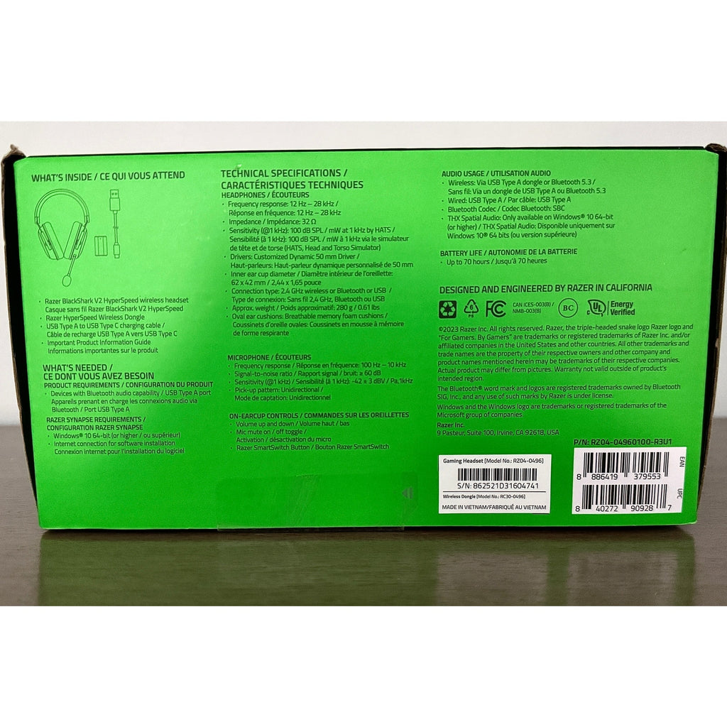 Razer BlackShark V2 HyperSpeed Wireless Gaming Headset Factory Sealed
