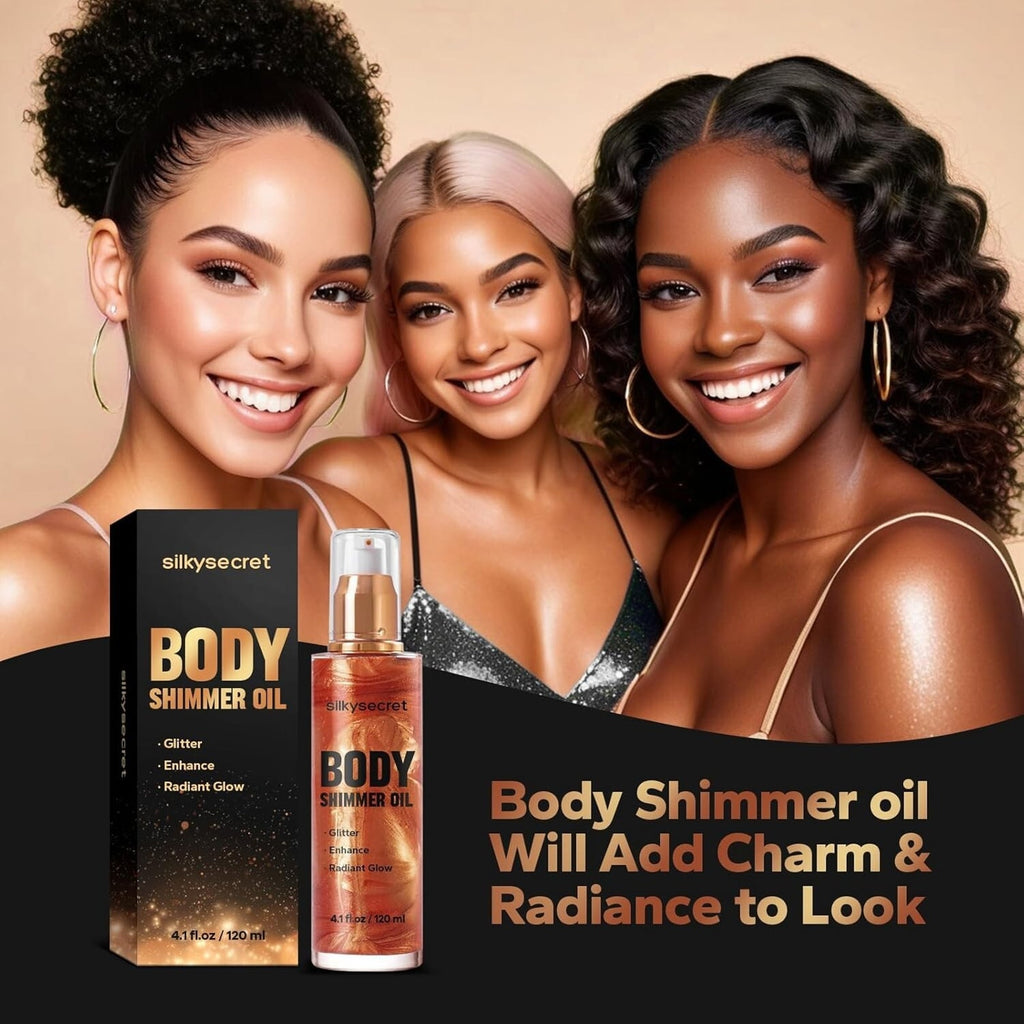 Sexy Silky Golden Brown Body Shimmer Oil Glow Radiant Hydrating Skin 4.1 oz NEW