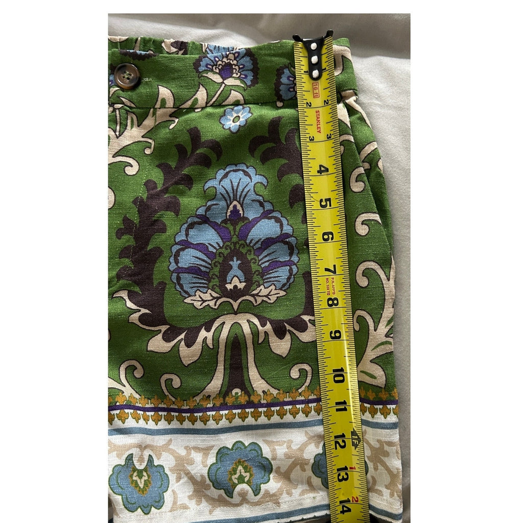 Sanctuary Spring Breaker High Rise Green Stylish Pattern Linen Shorts *Sz XS / S