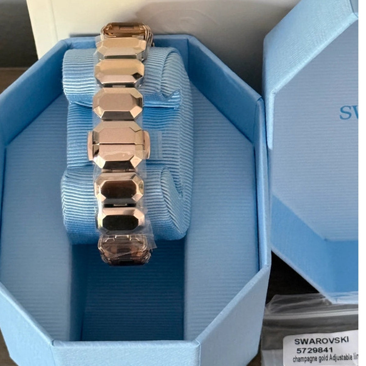 Swarovski Millenia Bracelet Watch Champagne Gold Octagon Crystals Swiss Quartz