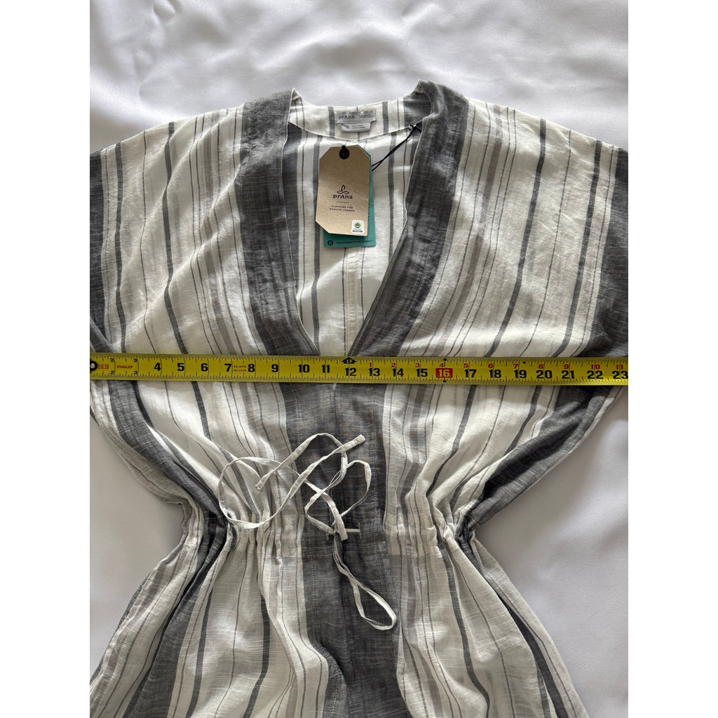 prAna Marina Bay Tunic S • Organic Cotton • Grey Stripe • Relaxed Gauzy Fit NWT