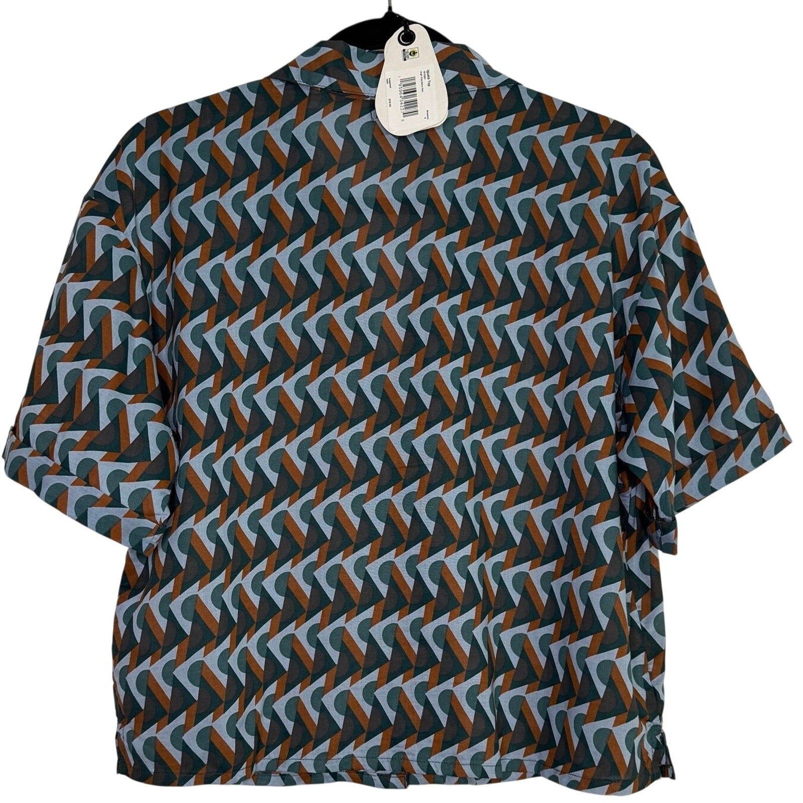 PrAna Iguala Retro Geo Mid Top High Tide Blues Button Down Shirt Women S NWT