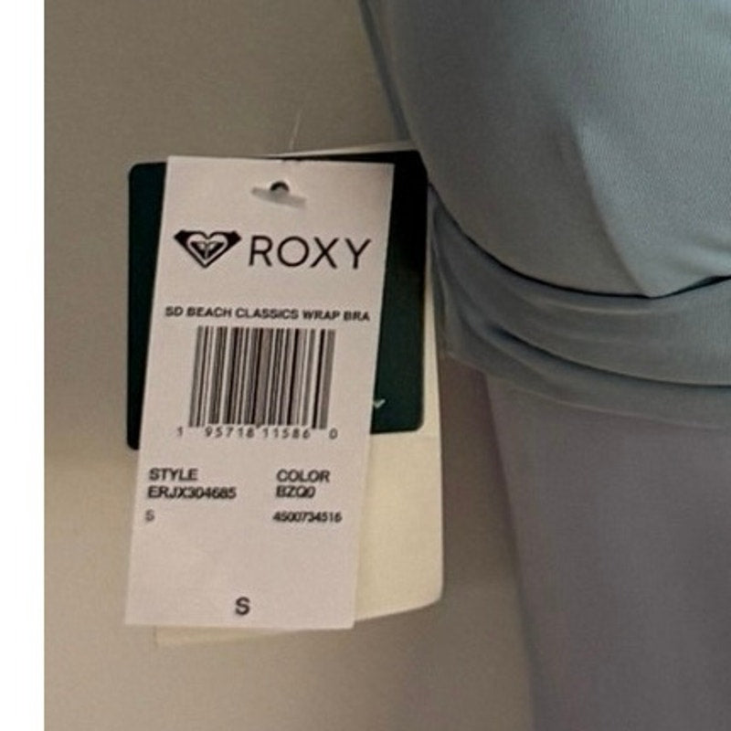 Roxy Light Blue Wrap Halter Bikini Top Size S  Swim Beach Surf Swimwear NWT