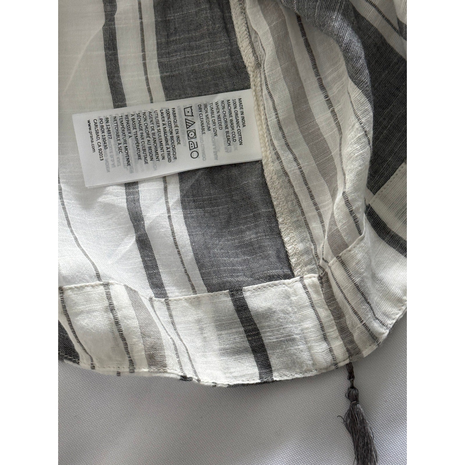 prAna Marina Bay Tunic S • Organic Cotton • Grey Stripe • Relaxed Gauzy Fit NWT