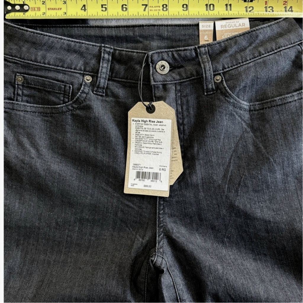 Womens Prana Kayla Organic Stretch High Rise Jean Sz 6 Regular Denim Solid Gray