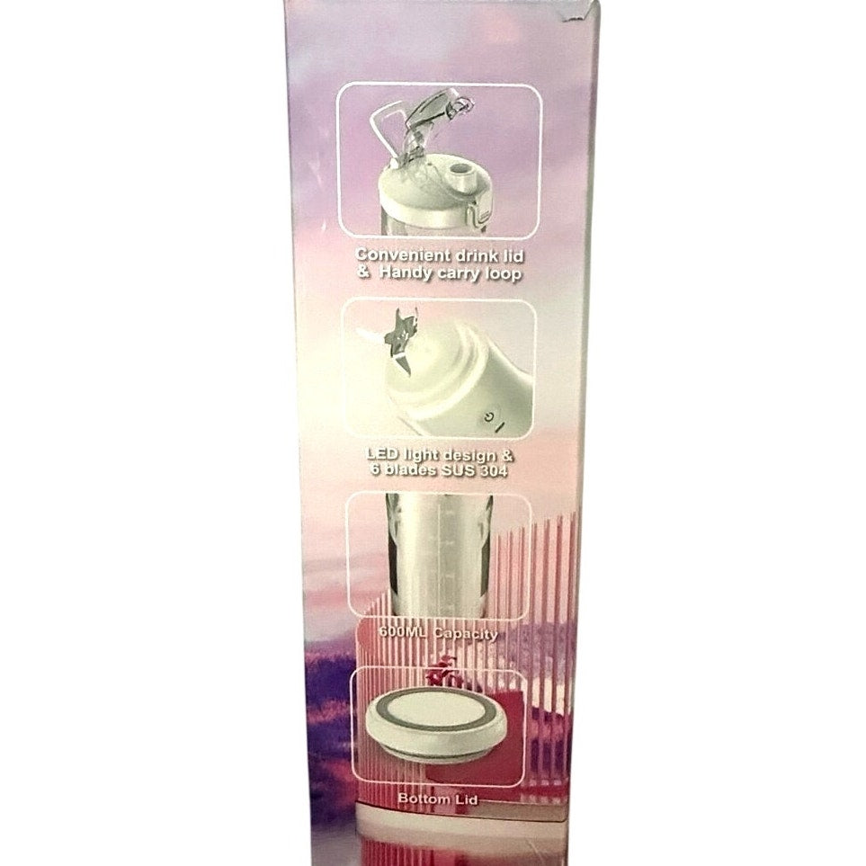 Portable 20oz USB Rechargeable LED Blender 6‑Blade Mini Smoothie Shaker Cup NEW