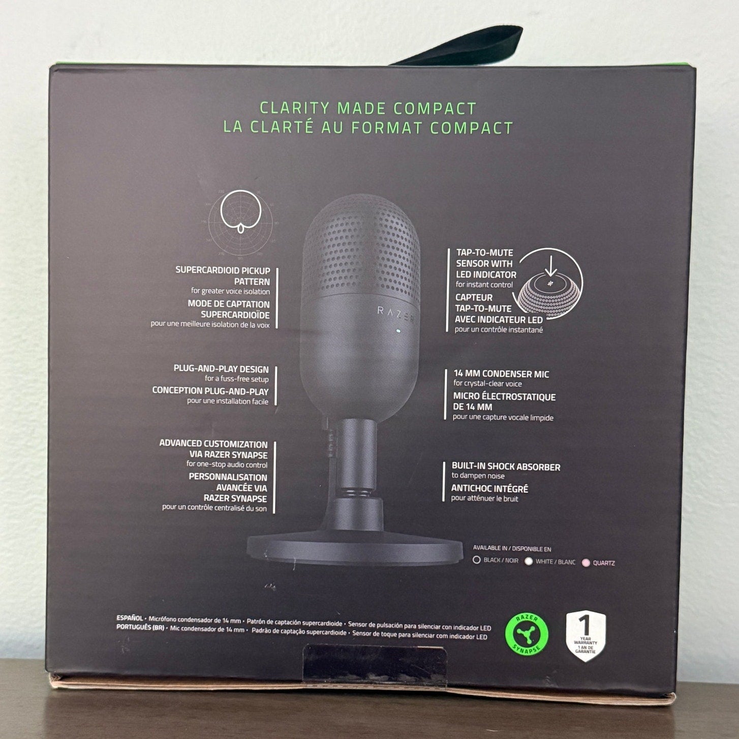 Razer Seiren V3 Mini USB Microphone Condenser Supercardioid Pickup Pattern NEW